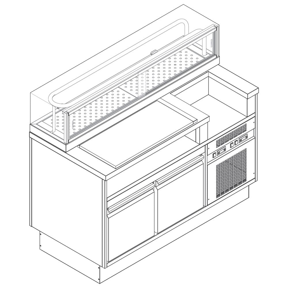 Sushi Station 1400 mm with refrigerated undercounter and sushi display