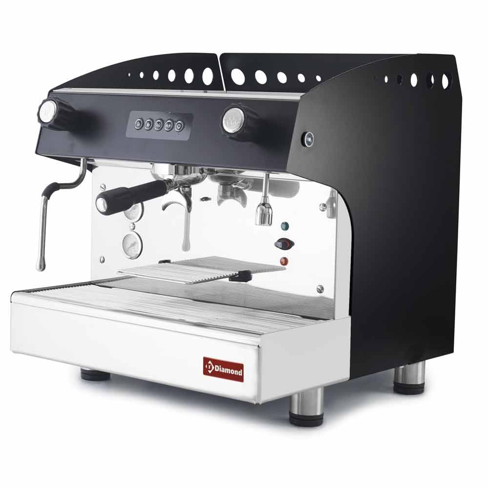 Pachet Espressor profesional 1 grupuri semiautomat Diamond COMPACT/1EB_DVA8 negru + Dedurizator apa inclus | 1.95 kW, Dim: 475x563xh530 mm