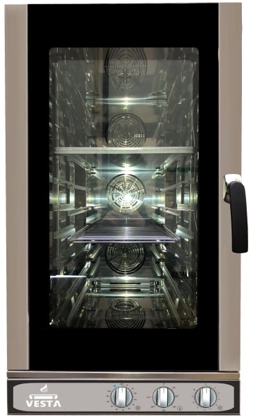 Cuptor profesional combi compact Vesta Smart Slim 0I1011M, 10 tăvi GN 1/1, lățime 51 cm, mecanic, Italia