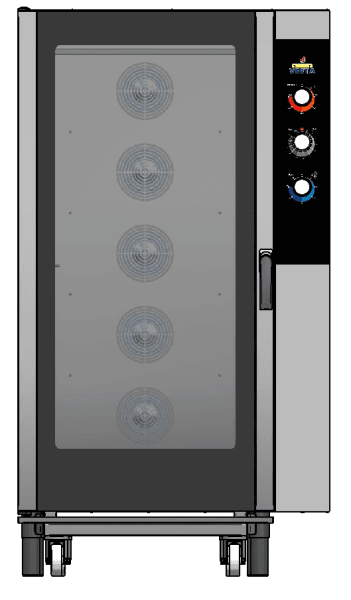 Cuptor profesional patiserie și brutărie Vesta 0L1664M, 16 tăvi 600×400 mm cu cărucior inclus, cărucior mecanic industrial, Italia