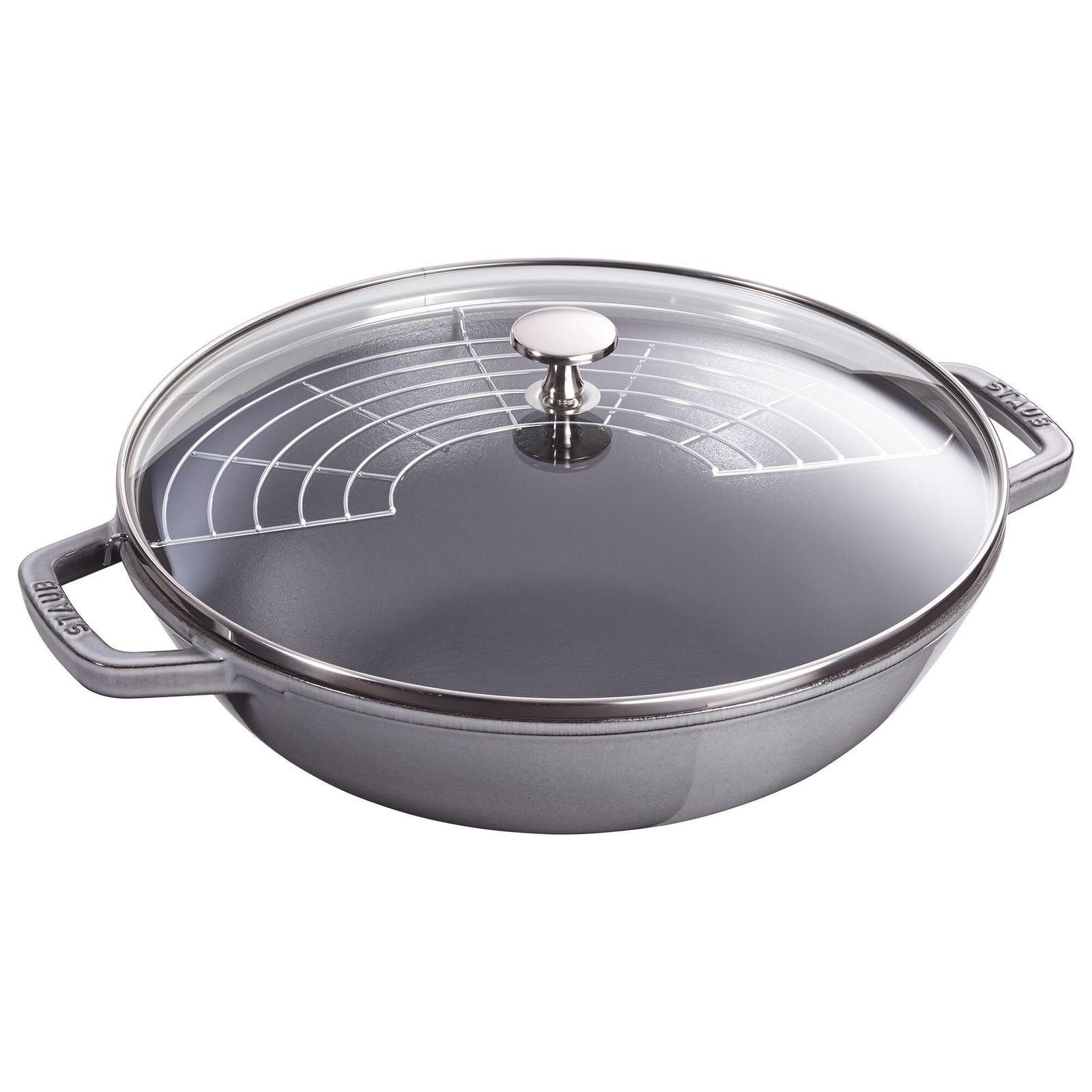 STAUB | SPECIALITATI - Wok cu capac din sticla - Ø 300mm - fonta - gri grafit