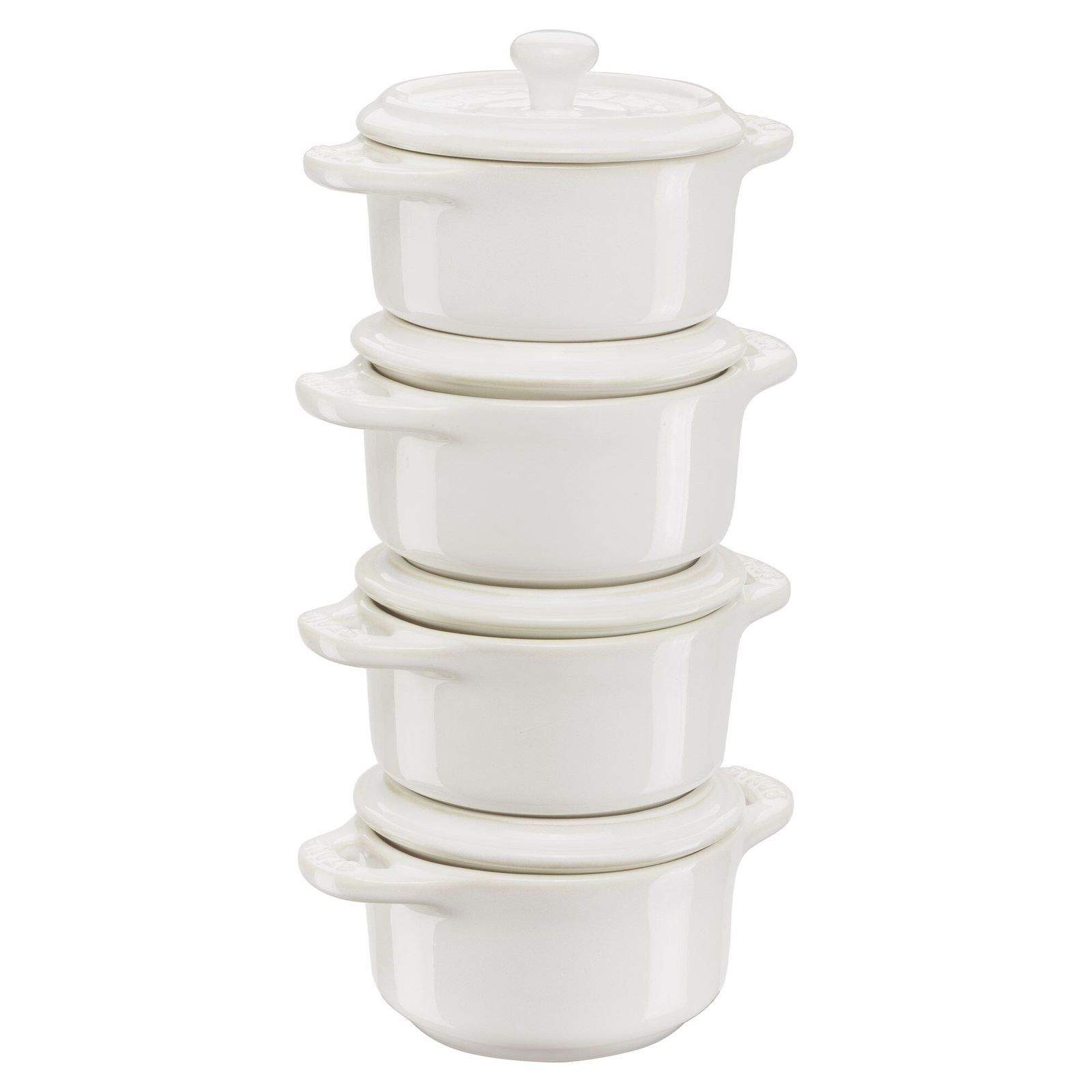 STAUB | CERAMIQUE - Set de tigăi - 4 piese - Ø 100mm - ceramică - alb-violet