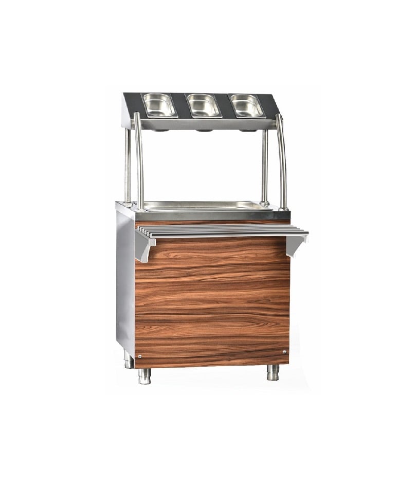 Stație profesională din inox pentru tacâmuri și pâine Pimak PVK60 | 3 compartimente, Dim: 60x70x85 cm