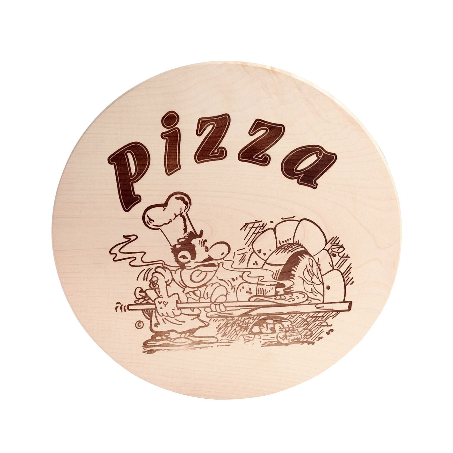 Farfurie pentru pizza din lemn de arțar - Ø 300 mm - cu motiv gravat