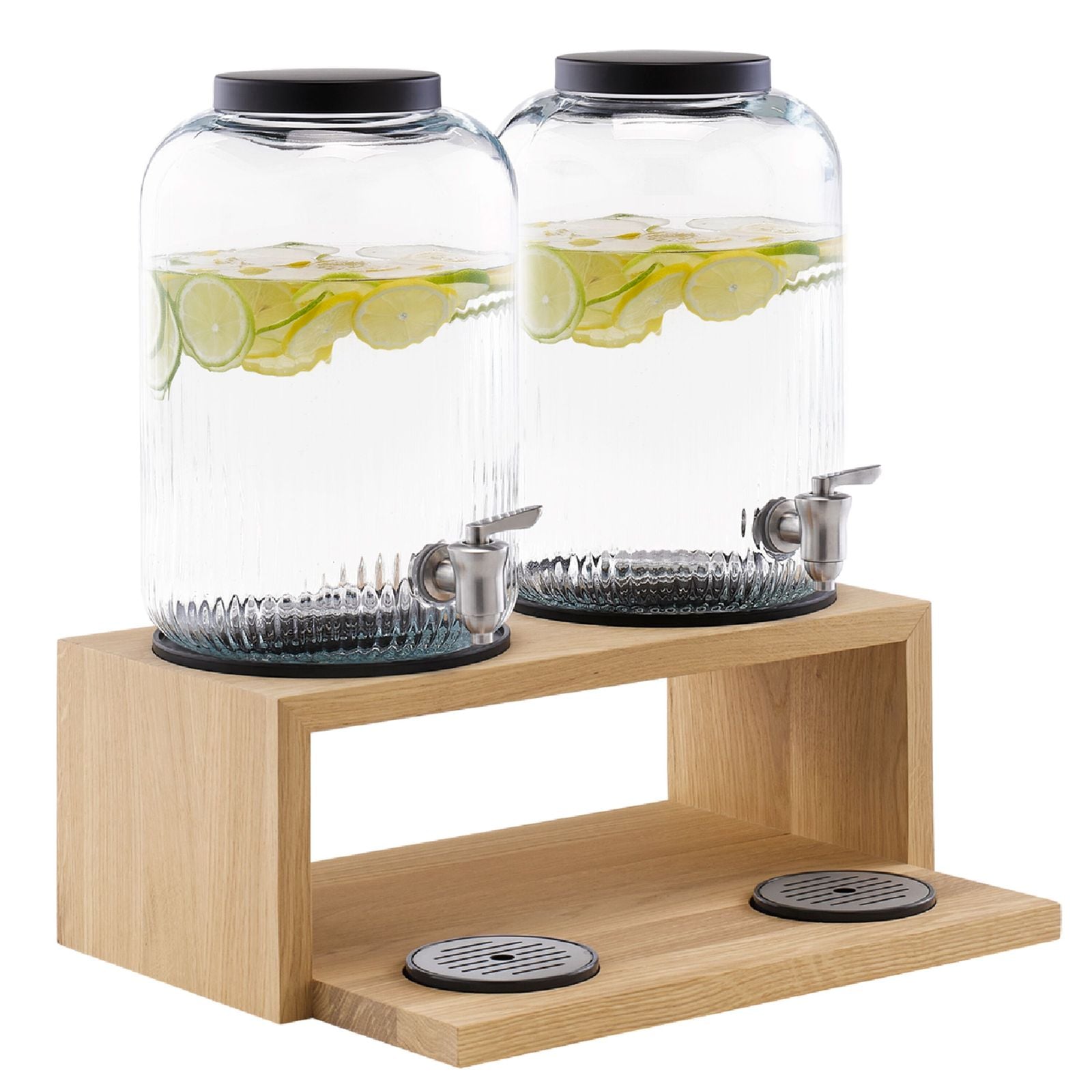 Distribuitor de băuturi - VALO - Set de 3 piese - 2 recipiente din sticlă cu robinet - 2x 7 litri - inclusiv suport