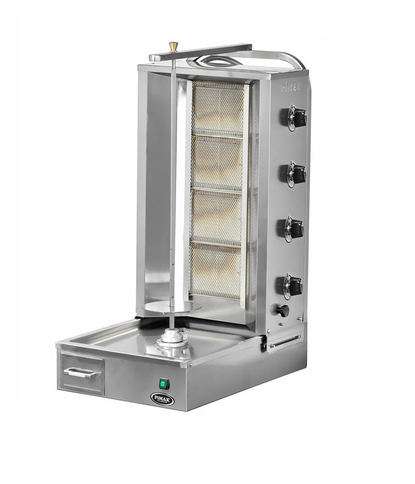 Aparat profesional shaorma / doner kebab Pimak DO7M77-4A | 4, 13 kW, Gaz, Dim: 50x71x105 cm