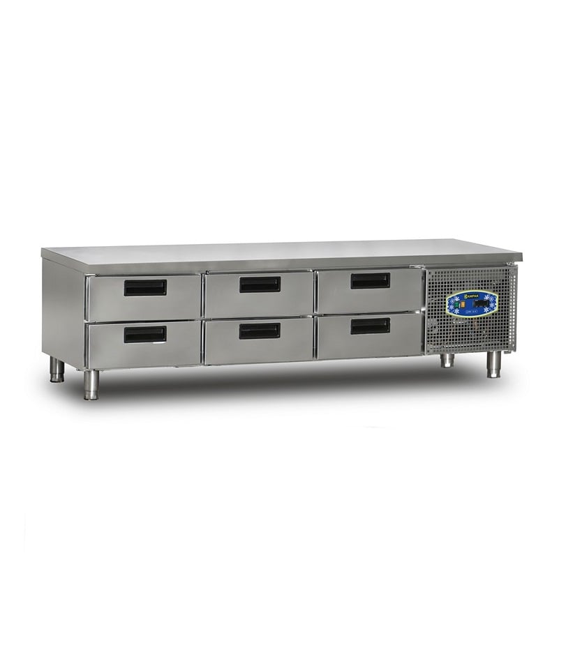 Masă frigorifică profesională sub-bar cu sertare inox Pimak 22CBS0S-70.6C | 269, 230V, Dim: 200x70x60 cm