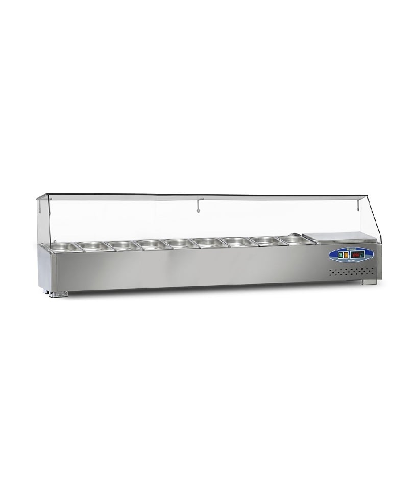 Masă frigorifică profesională tip salad bar cu cuve GN Pimak 22SBS10-20 | 59, 75 kW, 230V, Dim: 200x35x40 cm
