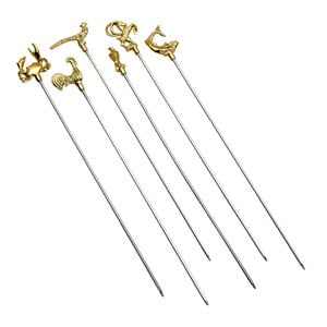 Group of 6 inox alimentar Ace frigĂrui with gold animal decoration cod.161 Lonatini, Italia