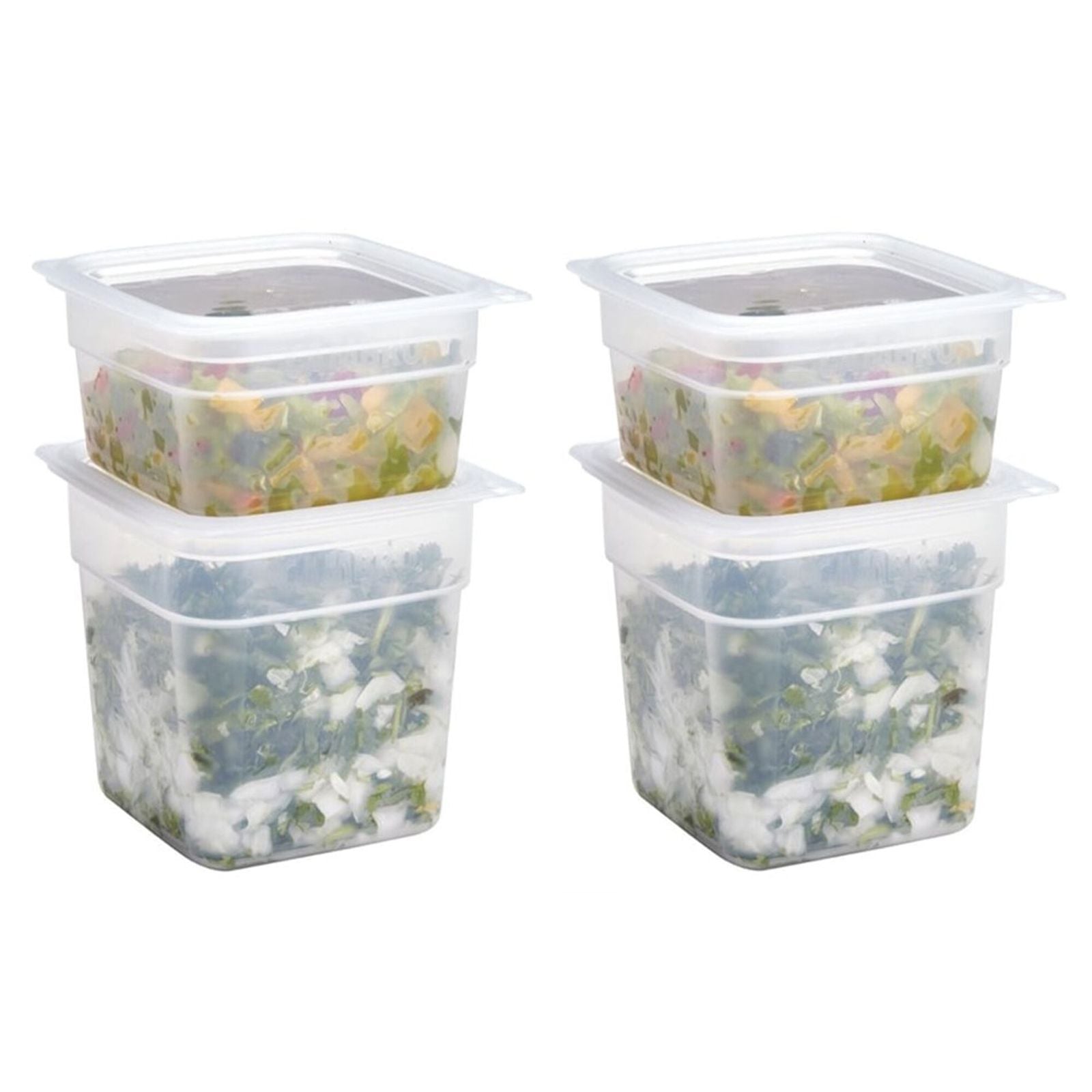 CAMBRO | CAMSQUARES® - Set de recipiente FreshPro - 8 bucăți - 2x 0.95 litri & 2x 0.47 litri - Transparent