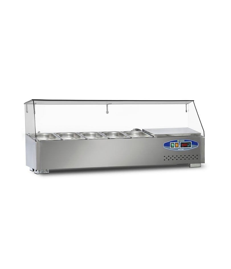 Masă frigorifică profesională tip salad bar cu cuve GN Pimak 22SBS05-12 | 29, 75 kW, 230V, Dim: 120x35x40 cm
