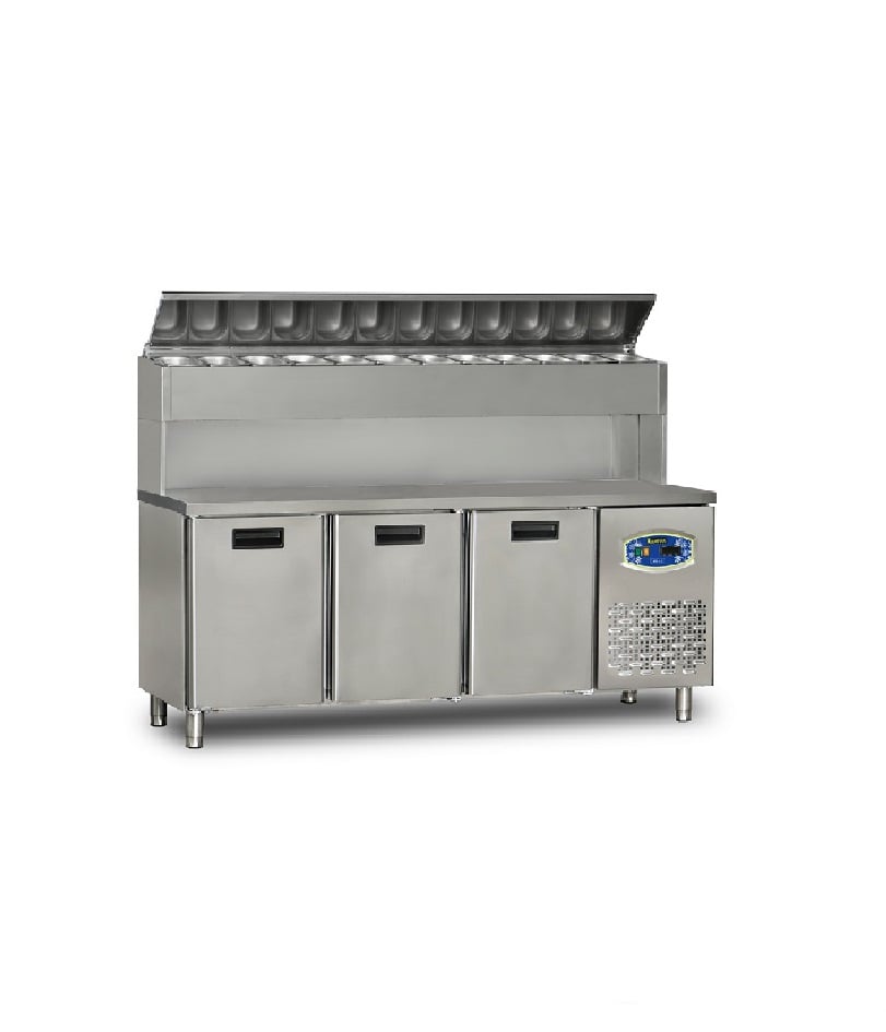 Masa rece preparare pizza 3 usi Pimak 22TBF3S-PY70 | 450, 450 kW, 230V, Dim: 200x70x133 cm