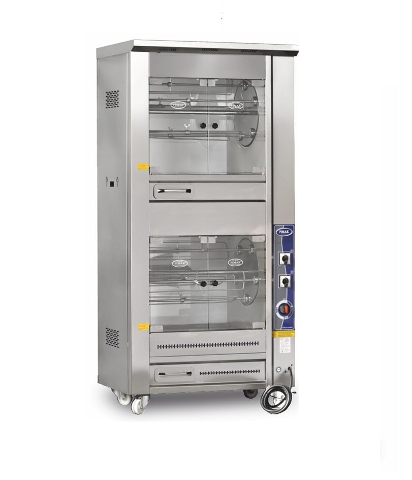 Rotisor profesional pentru pui Pimak M009B-E | 5+5/25+25, 14 kW, 400V, Dim: 107x60x190 cm