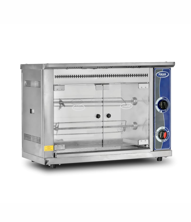 Rotisor profesional pentru pui Pimak PIM001 | 2/6, 5 kW, Gaz, Dim: 72x50x65 cm