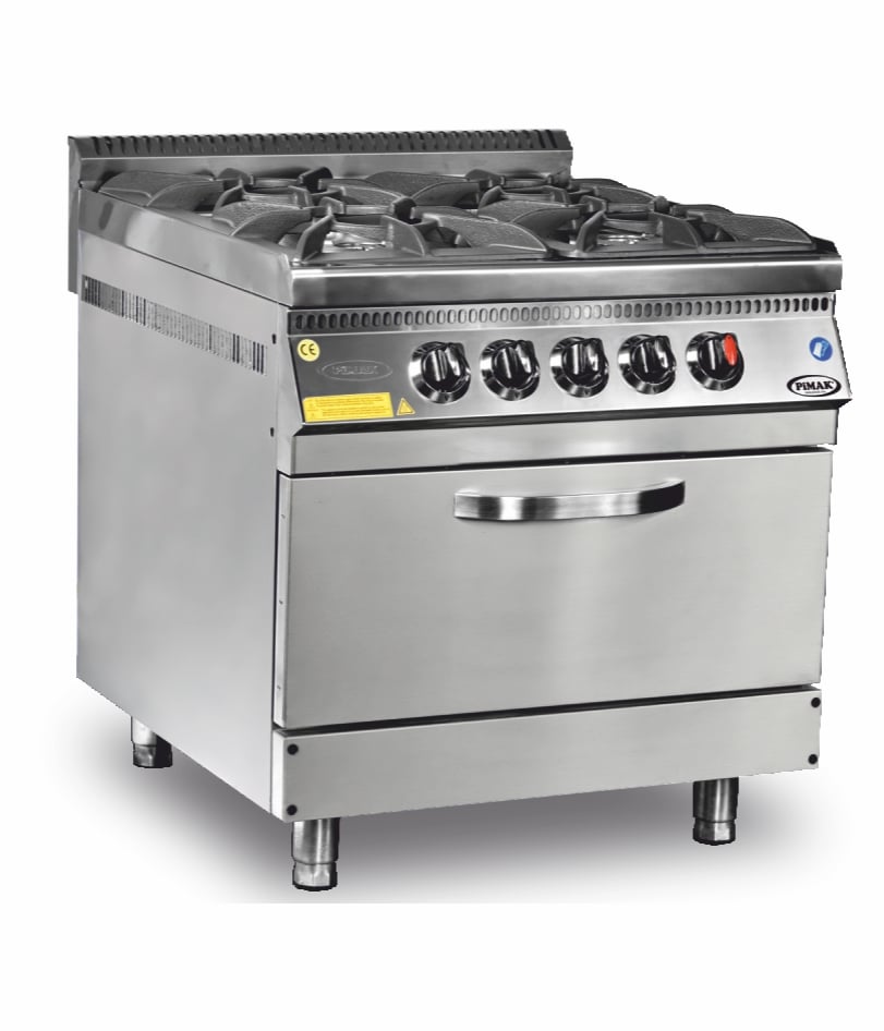Aragaz profesional pe gaz cu cuptor Pimak 90S-M015-6F | 6+1, 53,2 kW, Gaz, Dim: 120x90x85 cm