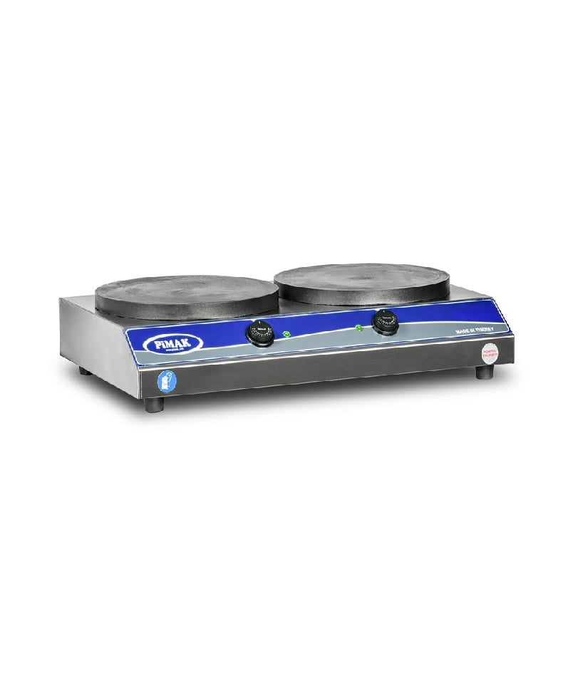 Aparat profesional pentru clătite (crepieră) Pimak M098 | 2 x Ø35cm, 2,2 kW, 400V, Dim: 76x46x15 cm