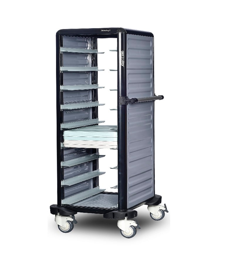 Cărucior inox profesional pentru transport tăvi și cuve GN Pimak G.TT.09.S.2 | Dim: 57x71x149 cm