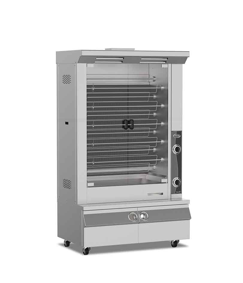 Rotisor profesional pentru pui Pimak PI5M015B | 6+5/55, 10 kW, Gaz, Dim: 120x80x200 cm