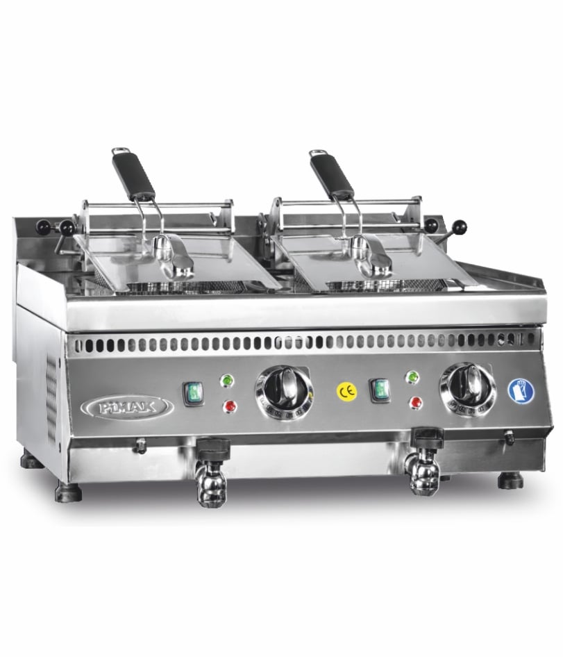 Friteuză profesională inox Pimak M169-1 | 8+8, 16,25 kW, 400V, Dim: 70x60x30 cm