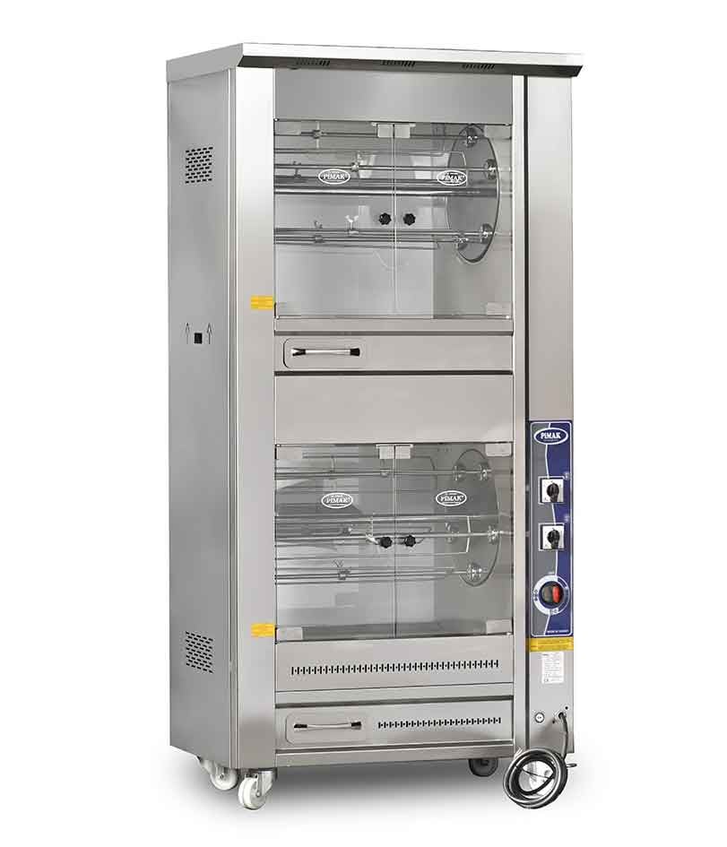 Rotisor profesional pentru pui Pimak PI4M009B | 5+5/25+25, 16 kW, Gaz, Dim: 107x60x190 cm