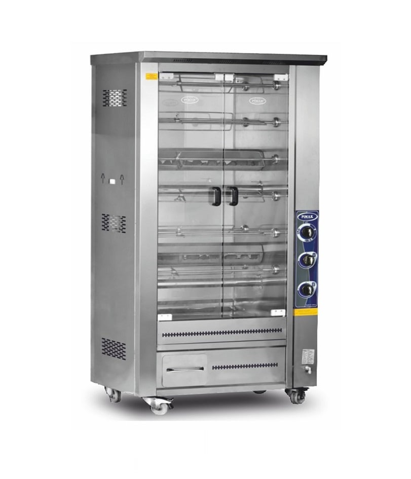 Rotisor profesional pentru pui Pimak PI3M010B | 12/48, 16 kW, Gaz, Dim: 90x60x190 cm