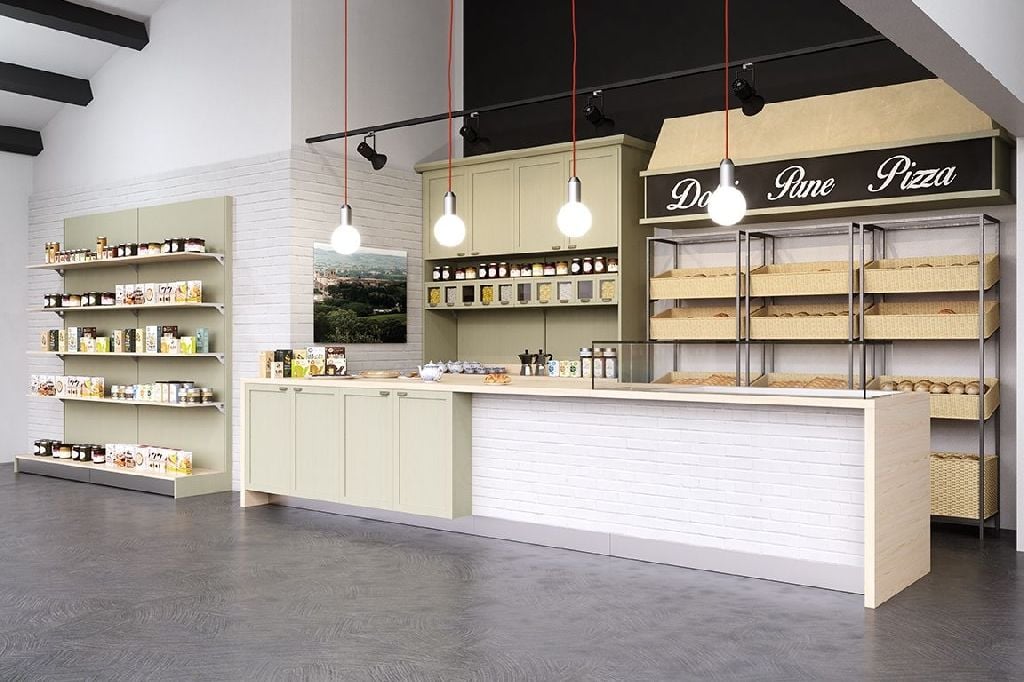 Linie mobilier și bufet cald/rece pentru restaurante și autoservire Best Cold seria Deruta, Italia