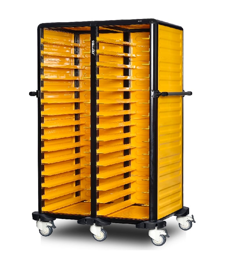 Cărucior inox profesional pentru transport tăvi și cuve GN Pimak G.ST.150.D.3 | Dim: 101x71x174 cm