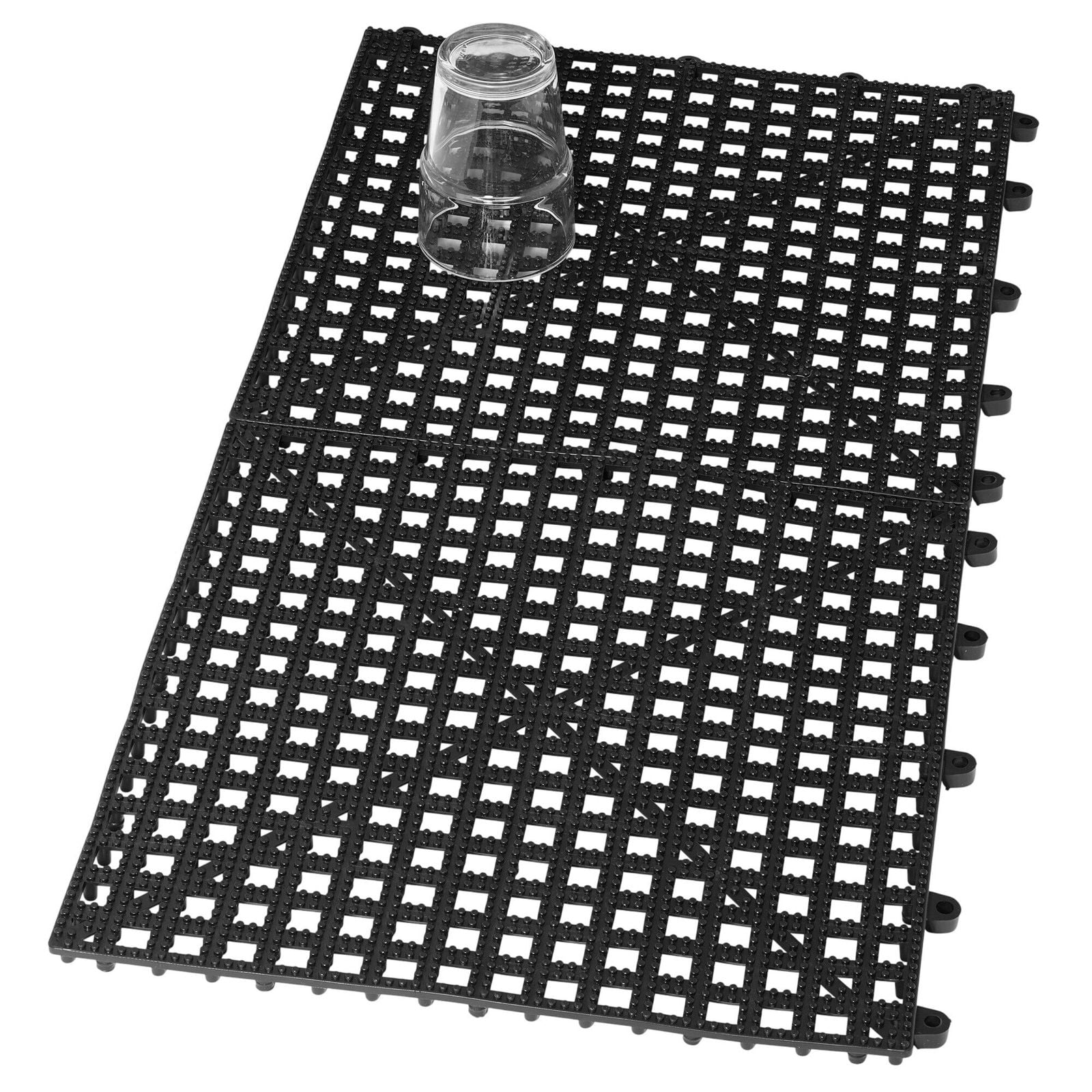 (3 bucăți) FUCHS | DELFIN® Covor de scurgere din cauciuc - set de 2 - 315x315mm - conectabil - negru