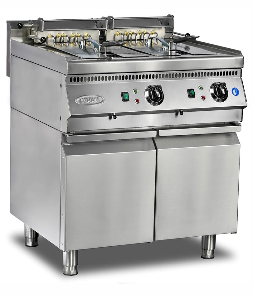 Friteuză profesională inox Pimak 90S-M062E | 24 + 24, 21 kW, 400V, Dim: 80x90x85 cm