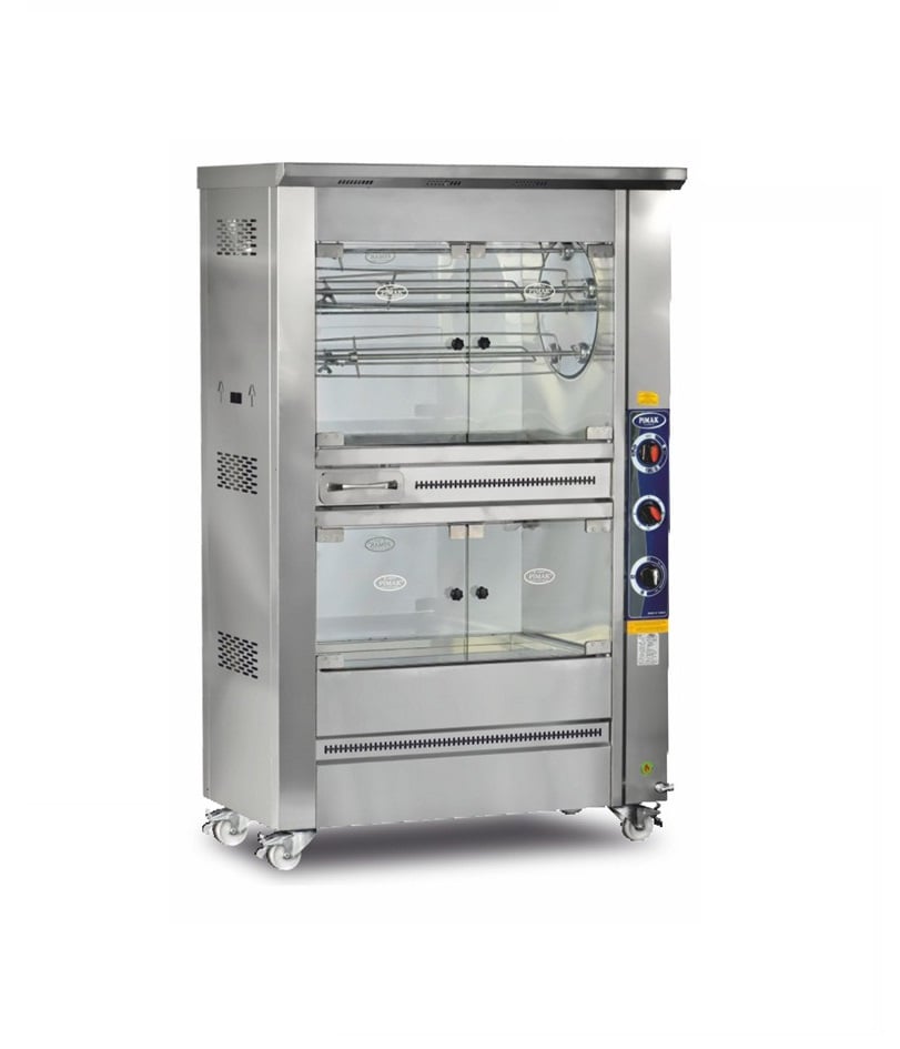 Rotisor profesional pentru pui Pimak PI3M009 | 5+5/20+20, 16 kW, Gaz, Dim: 92x60x190 cm