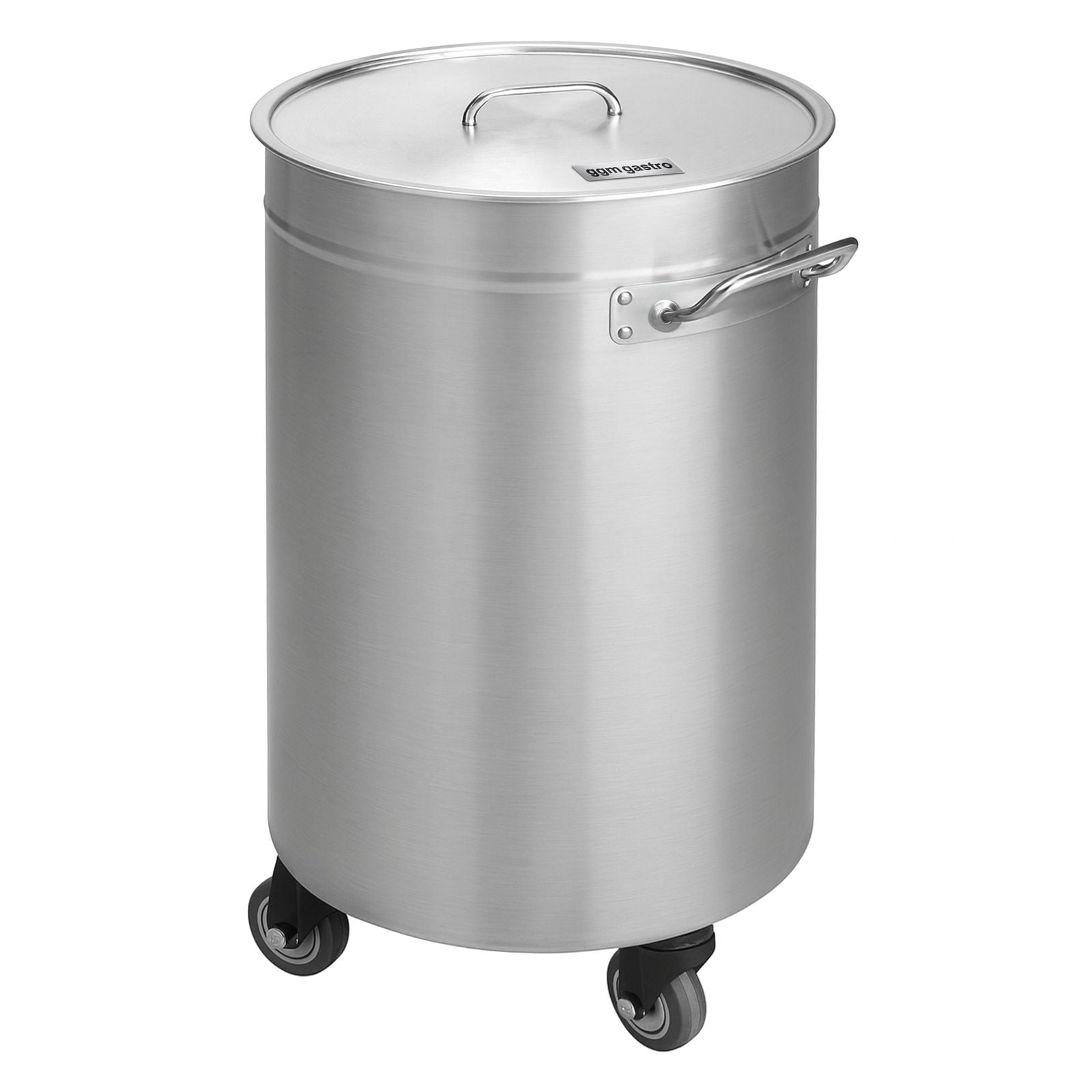 Coș de gunoi cu capac, roți și mânere – 50 l – oțel inoxidabil