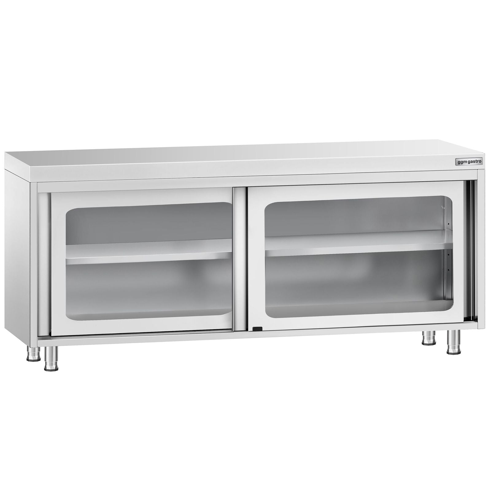 Masă de lucru tip dulap din oțel inoxidabil PREMIUM - 2000x700 mm - uși glisante din sticlă
