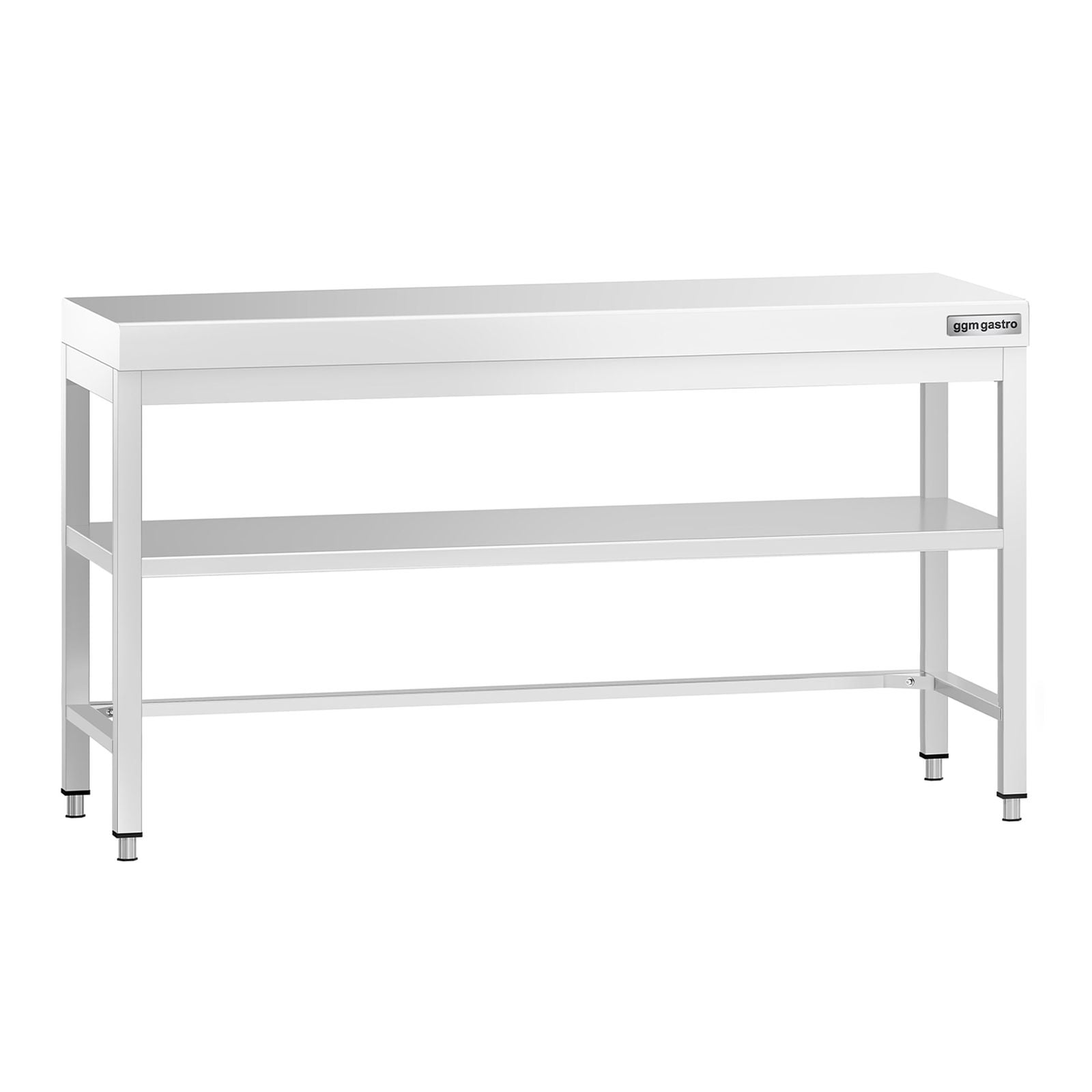 Masă de lucru din oțel inoxidabil PREMIUM – 1600 x 800 mm – cu blat de bază și traversă de susținere