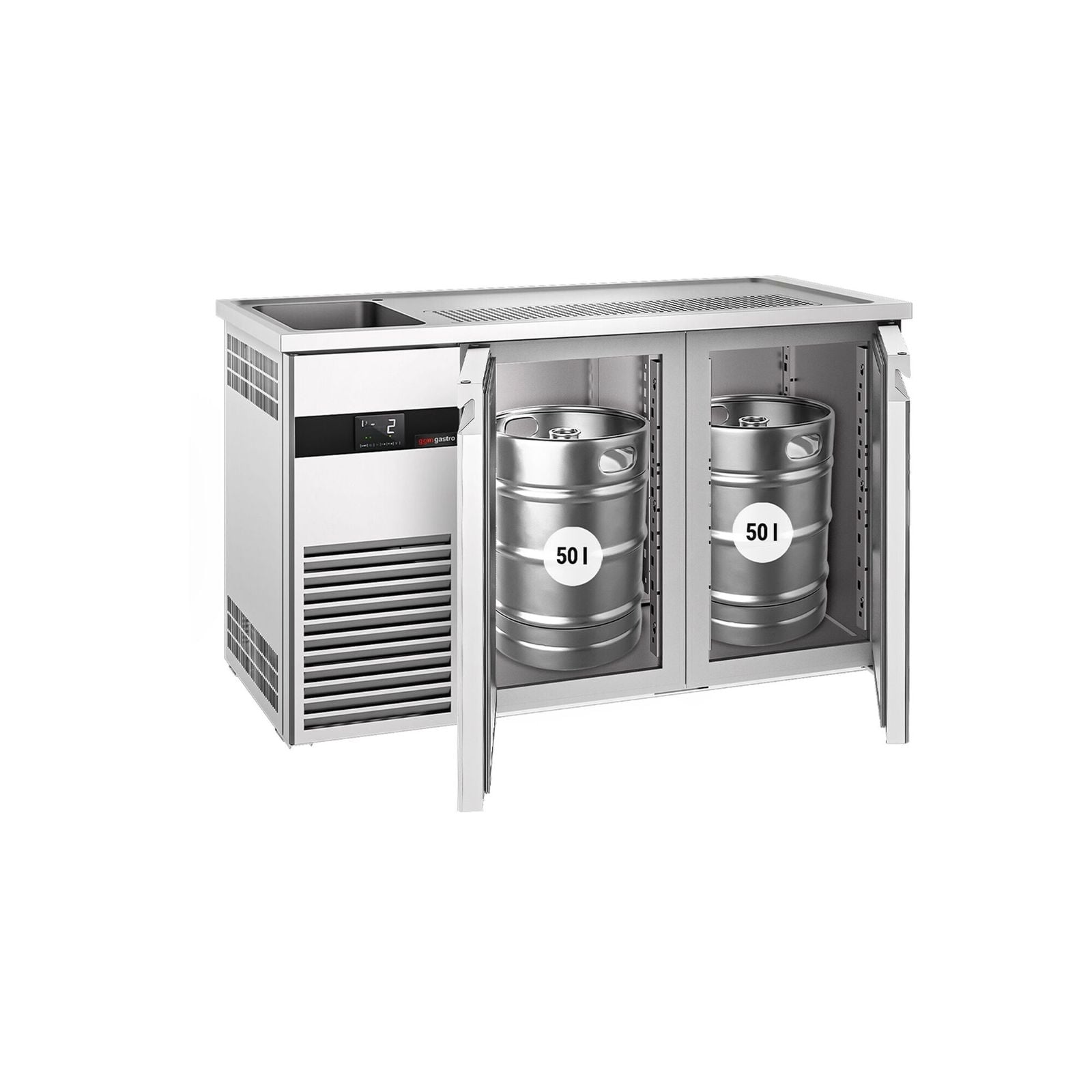 Dozator de bere profesional cu răcire integrată PREMIUM - 1550x700 mm - 2 Uși din sticlă