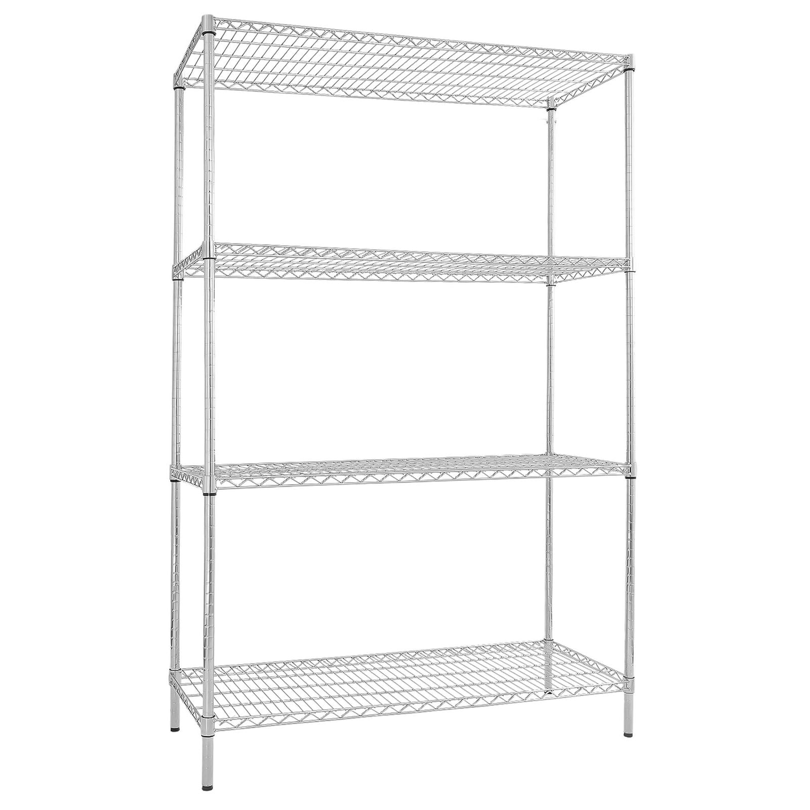 Raft metalic - Modul de bază - 1200x450x(H)1800 mm - Adâncime: 450 mm - cu 4 polițe reglabile - cromat - Capacitate totală: 180 kg