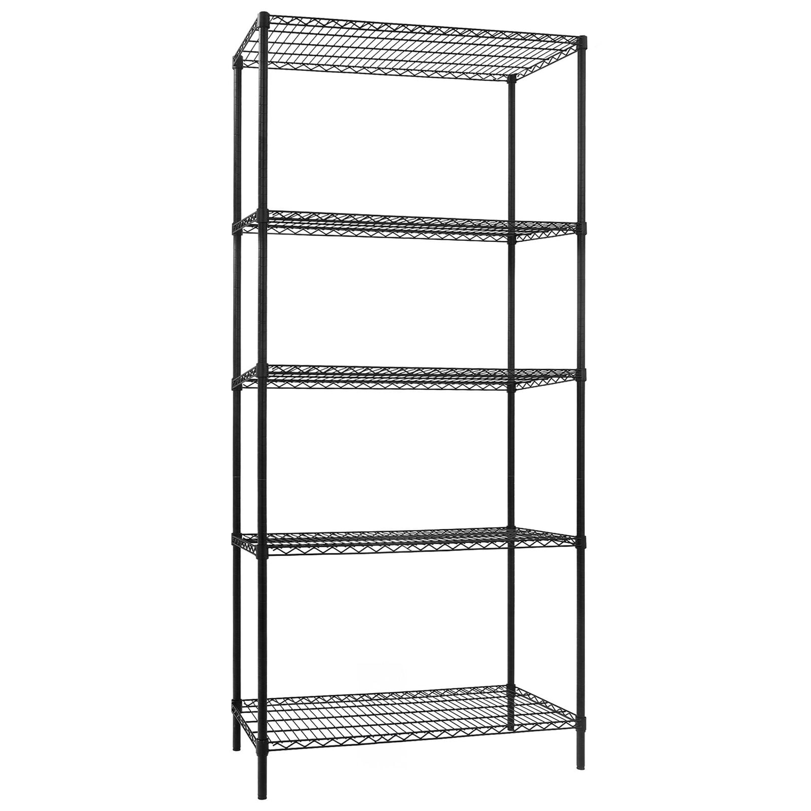 Raft metalic - Modul de bază - 900x450x(H)1800 mm - Adâncime: 450 mm - cu 5 polițe reglabile - negru - Capacitate totală: 180 kg
