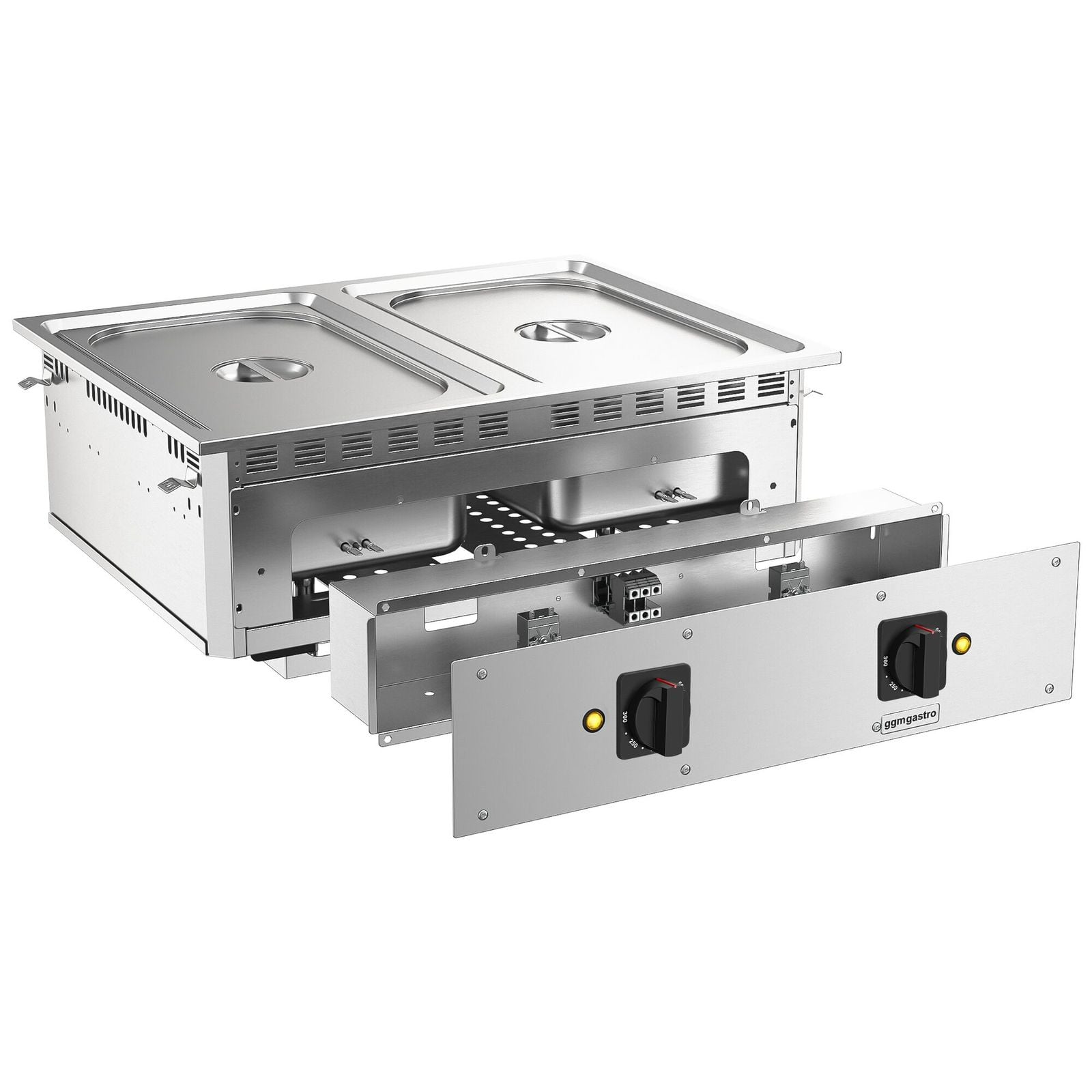 Bain-Marie electric incorporabil– 3 kW – 2x GN 1/1 -cu robinet de scurgere