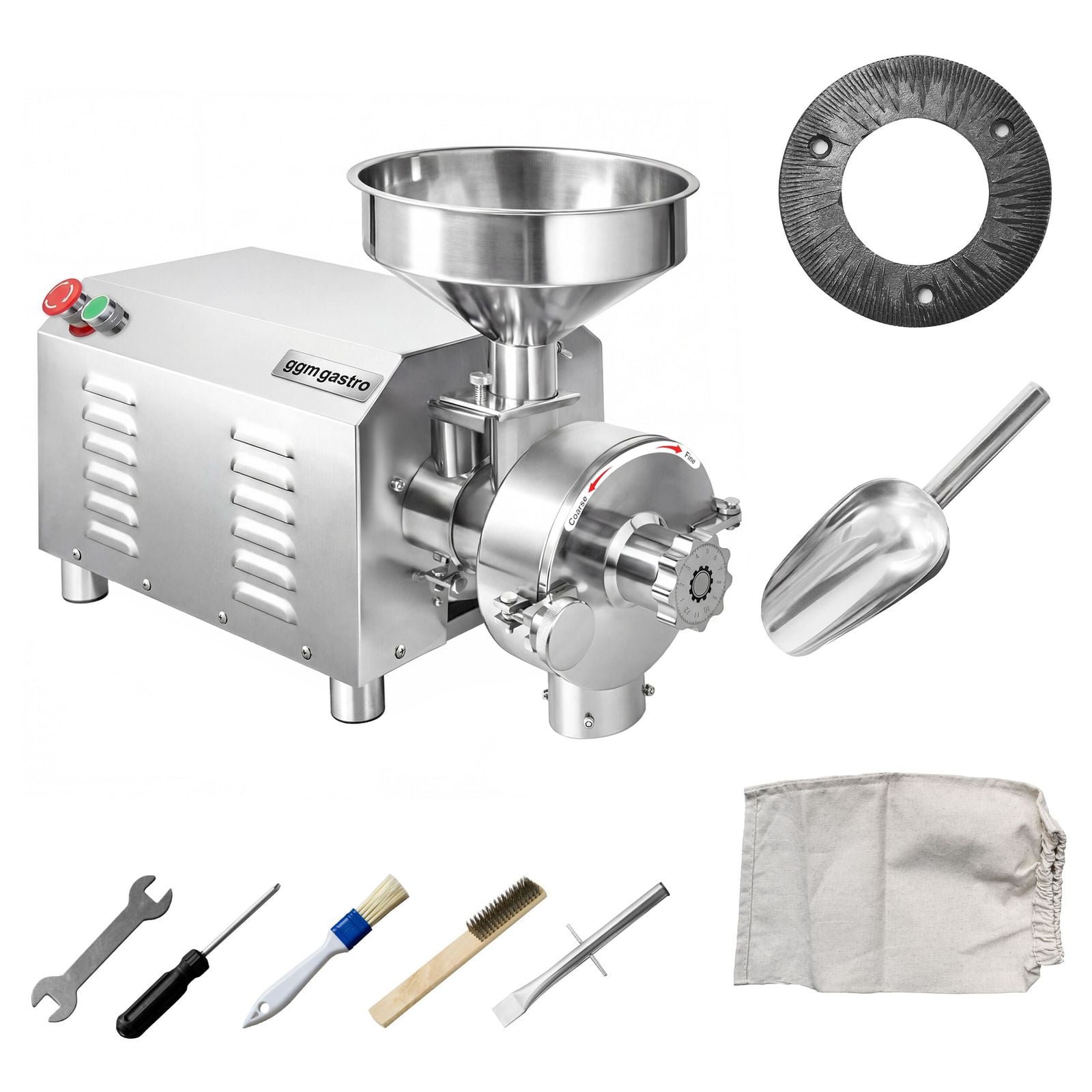 Moară electrică pentru cereale - 60 kg/h - reglaj continuu al gradului de măcinare - 1500 rpm