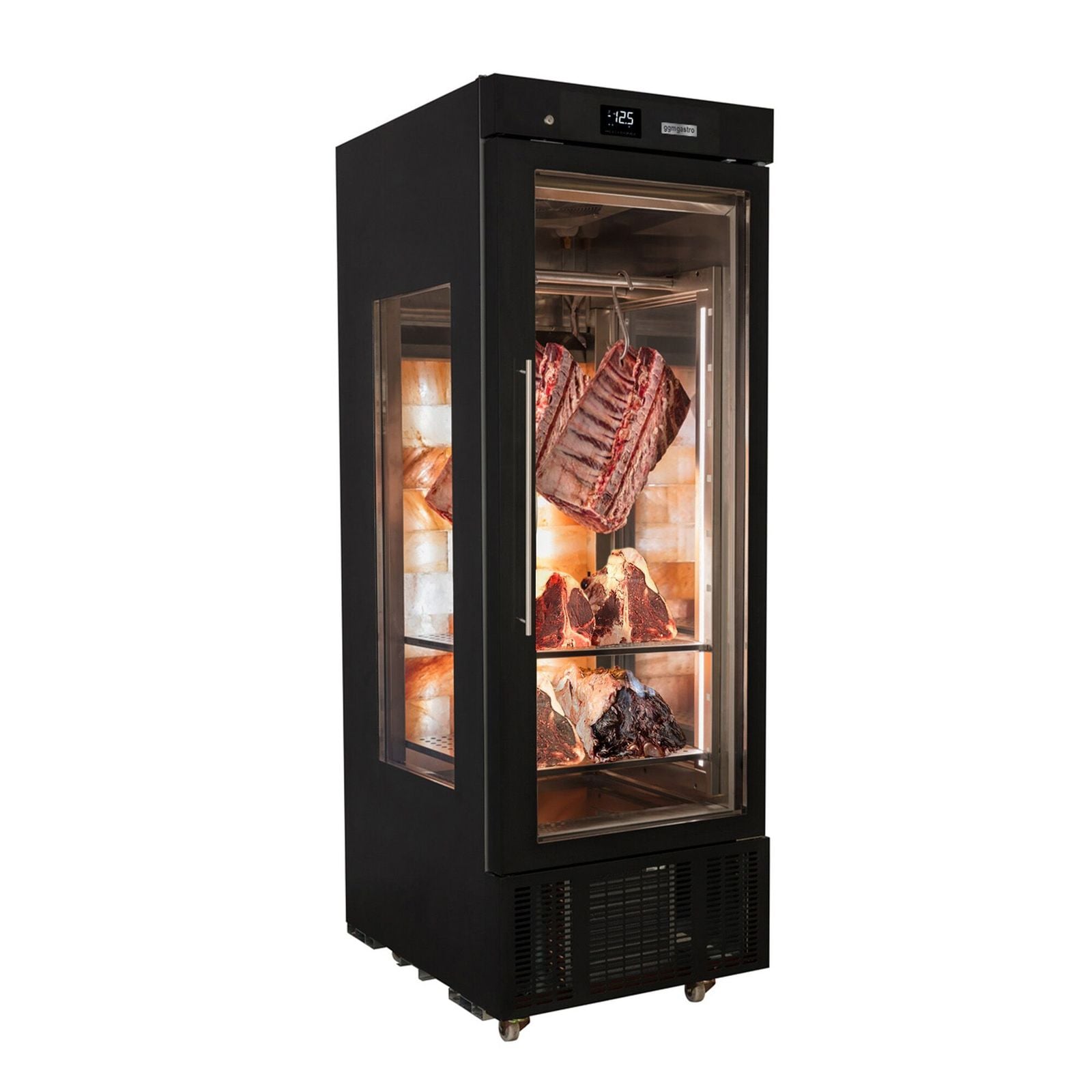 Frigider maturare carne / Dry Aging - 700 mm - cu 1 ușă din sticlă - Negru
