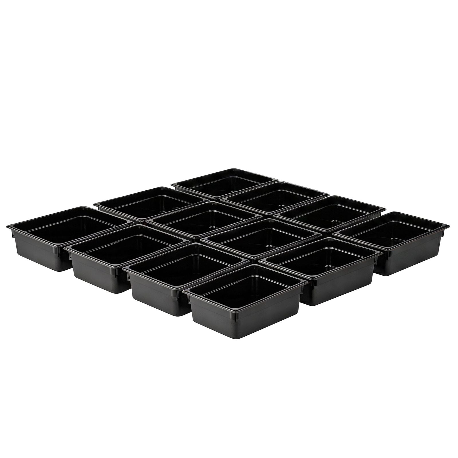 (12 bucăți) Recipient din policarbonat GN 1/2 - Negru - Înălțime: 100 mm