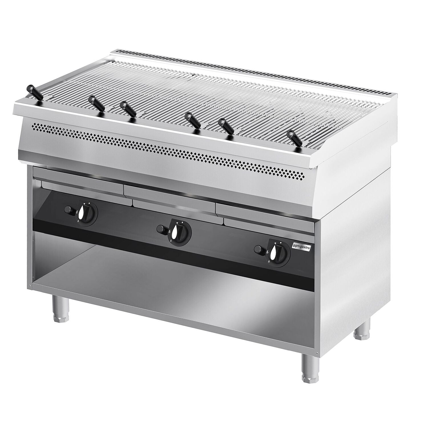 Grătar pe gaz cu apă (cu vapori de apă) - 33 kW - grilaj din fontă - 3 grătare - linia 700 - inox