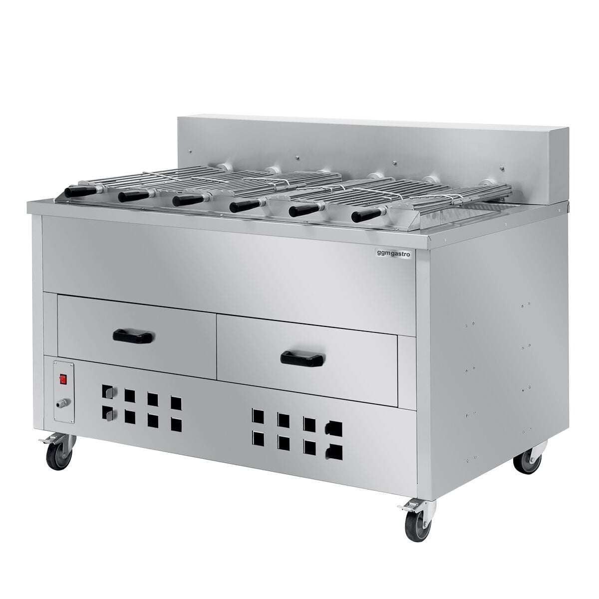 Grătar cu cărbuni / Rotisor pentru pui – 1400 mm – cu 6 frigărui
