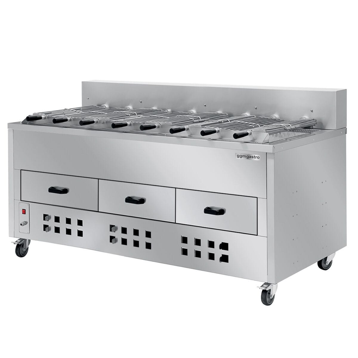 Grătar cu cărbuni / rotisor pentru pui – 1800 mm – cu 8 frigărui
