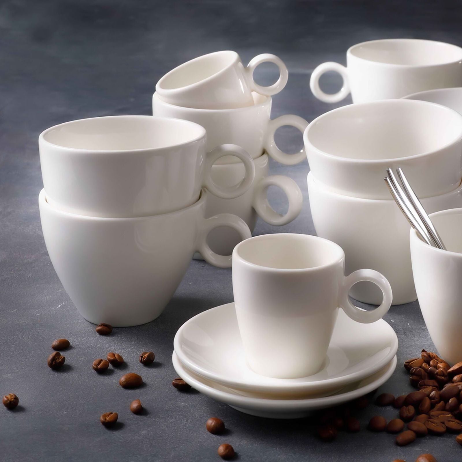 (6 buc) Bart - Ceașcă pentru cafea și ceai - 170 ml - Elfenbein (ivoriu) - stivuibilă