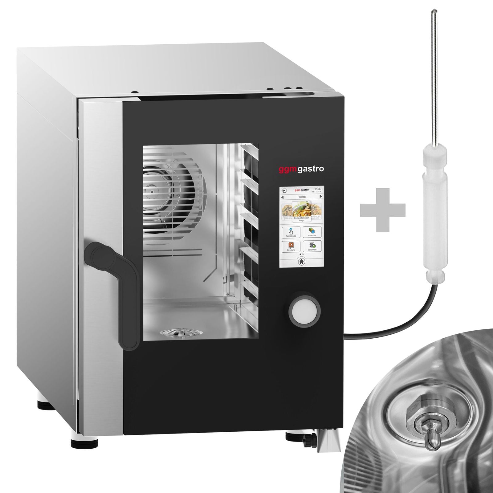 Cuptor convecție abur - Touchscreen - Ecran tactil - 6x GN 1/1 - incl. Sistem de spălare & Sondă de temperatură