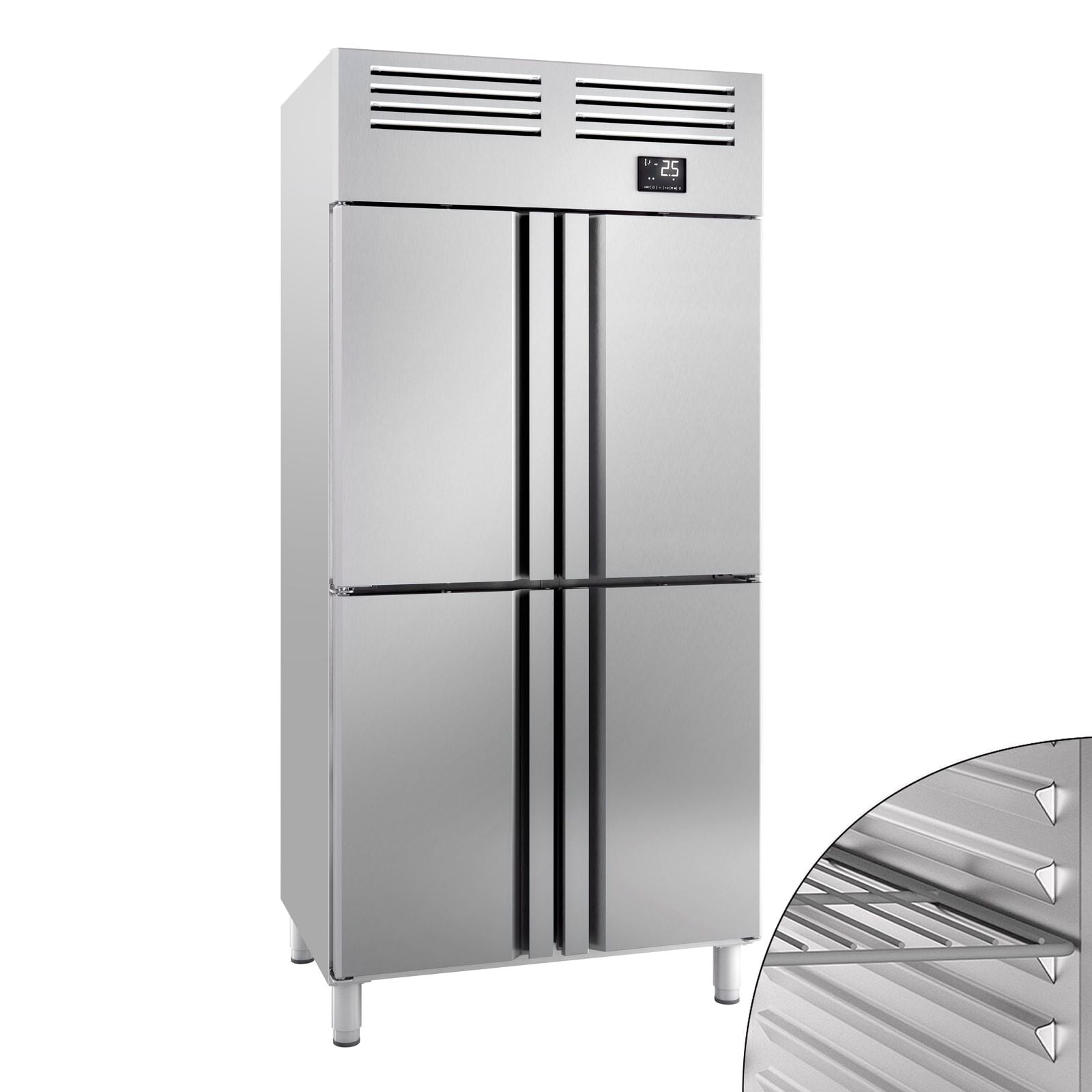 Dulap frigorific profesional din inox PREMIUM PLUS - GN 1/1 - 745 l - -2/+8 °C - cu 4 jumătăți de ușă