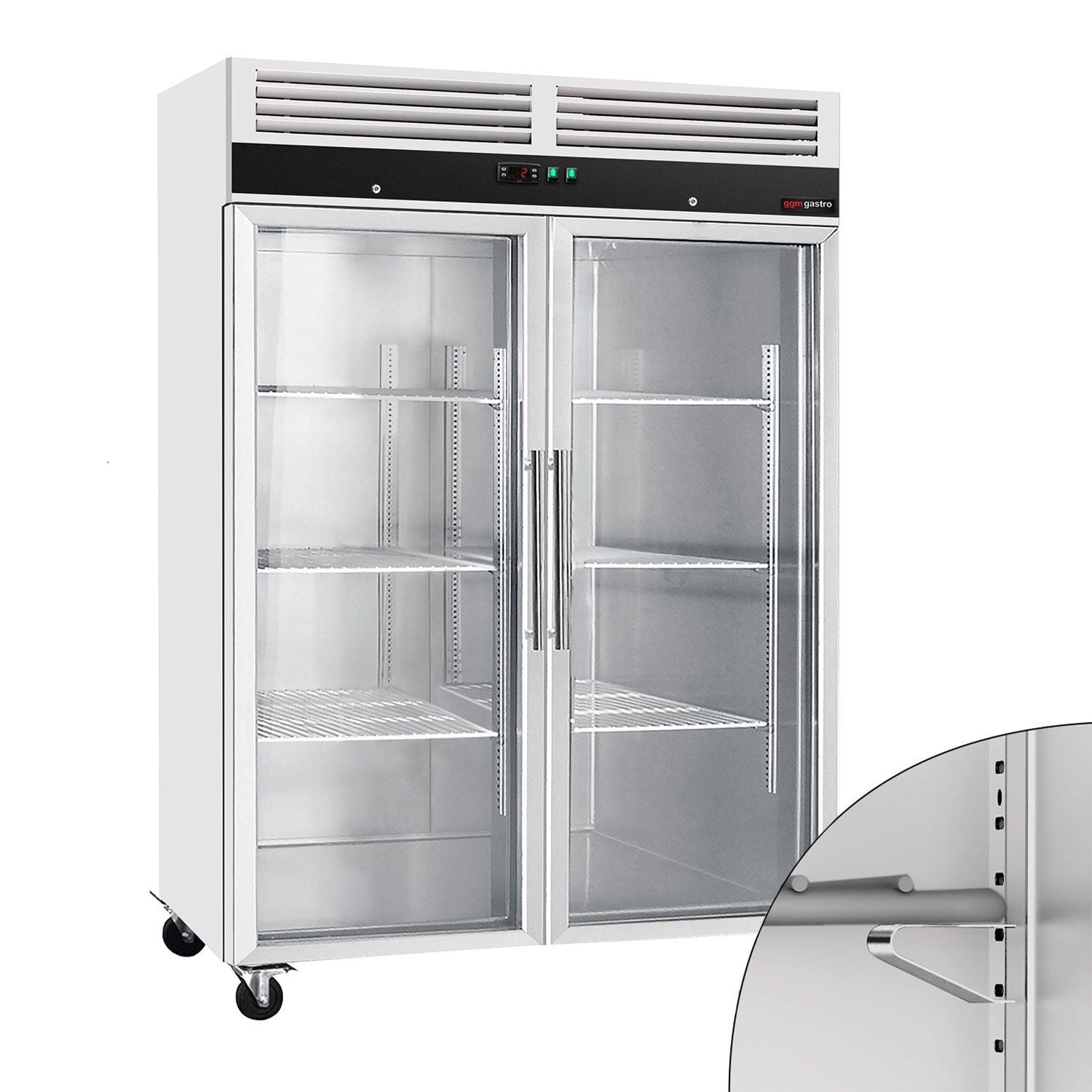 Dulap frigorific profesional din inox inoxidabil ECO - 1480 mm - 1200 l - -2/+8 °C - cu 2 uși din sticlă - din oțel inoxidabil; ECO