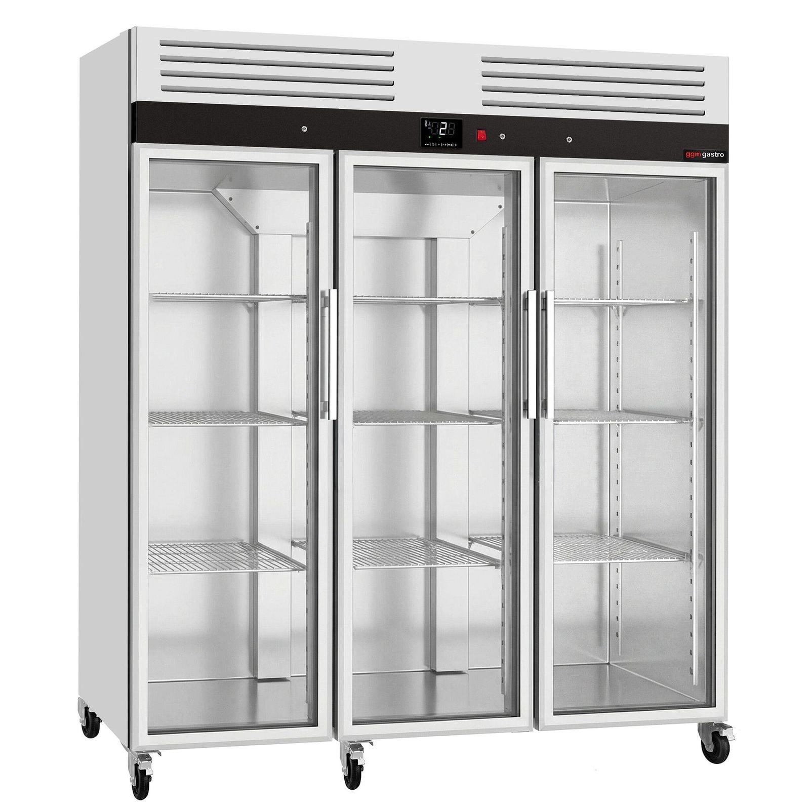 Frigider din oțel inoxidabil ECO – 1350 litri – cu 3 uși din sticlă