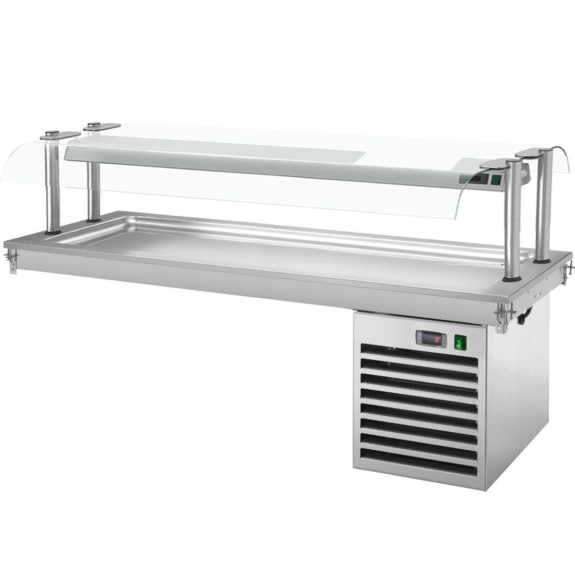 Vitrină frigorifică pentru ingrediente - 2110 mm - +2/+8 °C - 6x GN 1/1 - 700 W - cu geamuri de protecție