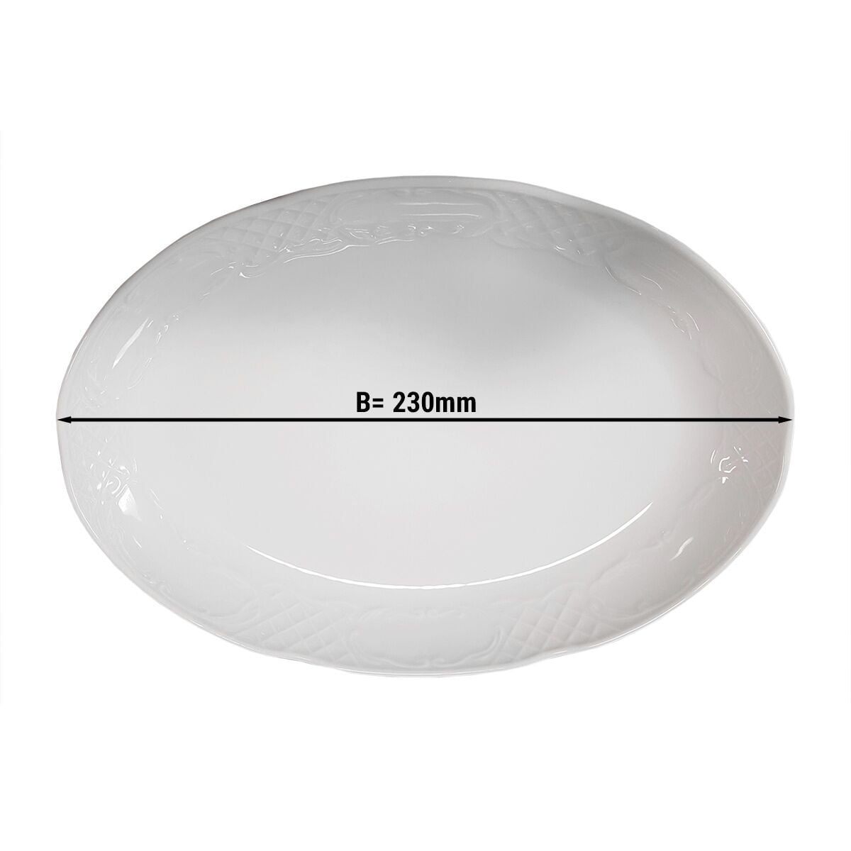 (6 bucăți) CLASSICO – farfurie – ovală – 230 x 152 mm – alb
